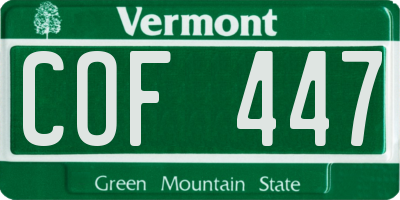 VT license plate COF447