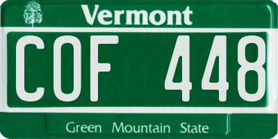 VT license plate COF448