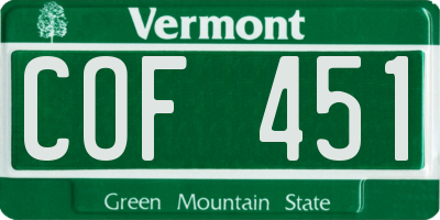 VT license plate COF451