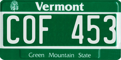 VT license plate COF453