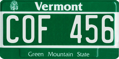 VT license plate COF456