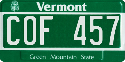 VT license plate COF457