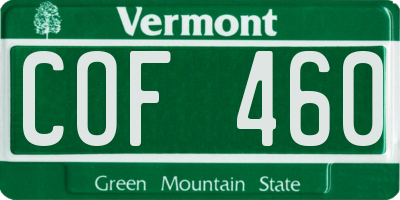 VT license plate COF460