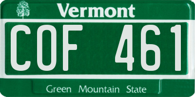 VT license plate COF461