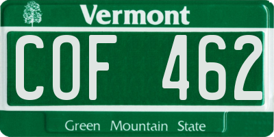 VT license plate COF462