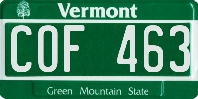 VT license plate COF463