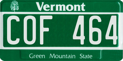 VT license plate COF464