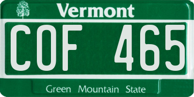 VT license plate COF465
