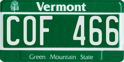 VT license plate COF466