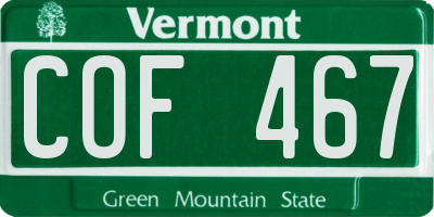 VT license plate COF467