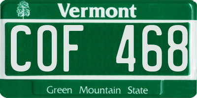 VT license plate COF468