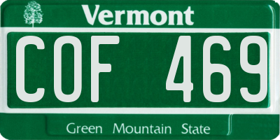 VT license plate COF469