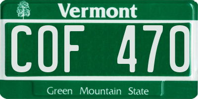VT license plate COF470