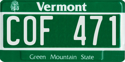 VT license plate COF471