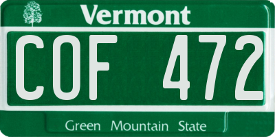 VT license plate COF472