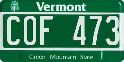 VT license plate COF473
