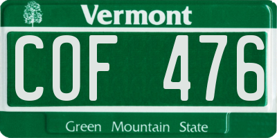 VT license plate COF476