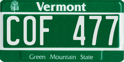 VT license plate COF477