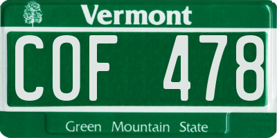 VT license plate COF478