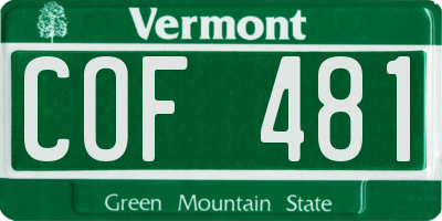 VT license plate COF481