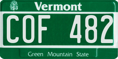 VT license plate COF482