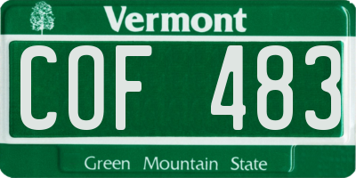 VT license plate COF483