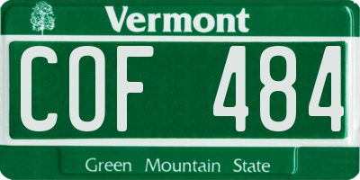 VT license plate COF484
