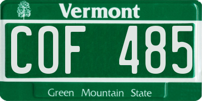VT license plate COF485