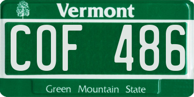 VT license plate COF486