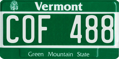 VT license plate COF488