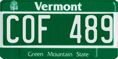 VT license plate COF489