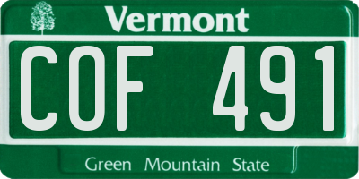 VT license plate COF491