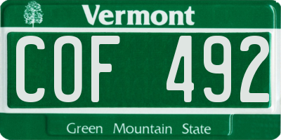 VT license plate COF492