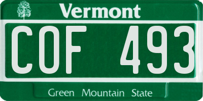 VT license plate COF493