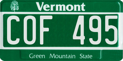 VT license plate COF495