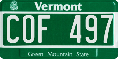 VT license plate COF497