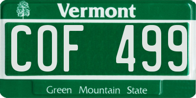 VT license plate COF499