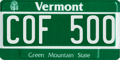 VT license plate COF500