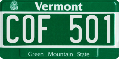 VT license plate COF501