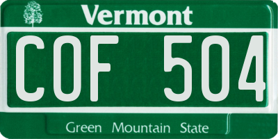 VT license plate COF504