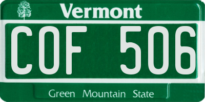 VT license plate COF506