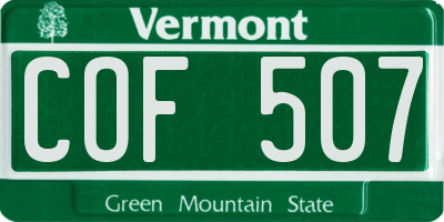 VT license plate COF507