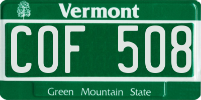 VT license plate COF508