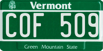 VT license plate COF509