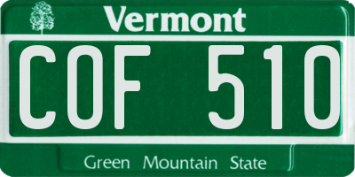 VT license plate COF510