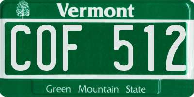 VT license plate COF512