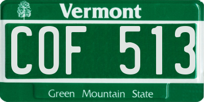 VT license plate COF513