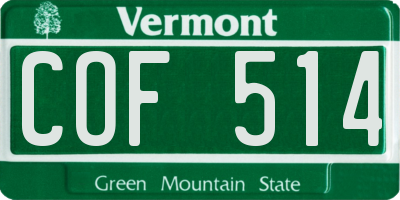 VT license plate COF514