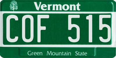 VT license plate COF515