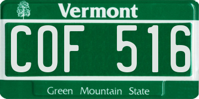 VT license plate COF516